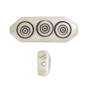 India Tribal Carved Concentric Circles Cream Black Yak Bone 30mm Pendant Bead